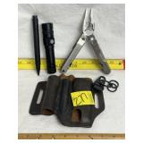 LEATHERMAN MULTI TOOL, FLASHLIGHT, LEATHER HOLSTER