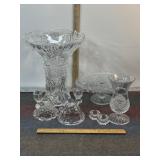 LARGE VASE, CAKE PLATE, CANDLE HOLDER, SALT DIPS