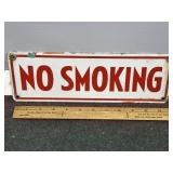 PORCELAIN NO SMOKING SIGN, 1 SIDED, 12" X 4"