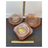 PINK DEPRESSION GLASS PLATES & BOWLS