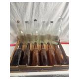 SEVERAL VINTAGE CLEAR & AMBER COLORED BOTTLES