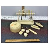 ANTIQUE IVORY CELLULOID VANITY SET