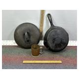 GRISWOLD 9" CAST IRON PAN, LID, COPPER CUP
