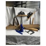 BOTTLE JACK, C CLAMP. TABLE SAW TOOLS