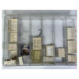 PLASTIC ORGANIZER W/ MUSTARD HOOKS, VARIOUS SZ.