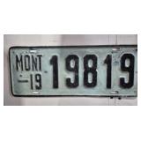 1919 MONTANA LICENSE PLATE ORIGINAL PAINT