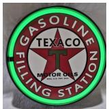 12" TEXACO NEON BOTTLE CAP STYLE PLASTIC SIGN