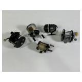 5 VINTAGE FISHING REELS, PENN/285, PENN/85