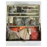 VINTAGE TACKLE BOX W/ LURE MAKING ITEMS