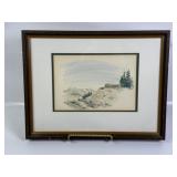 J. FULLER HOMESTEAD ORIGINAL FRAMED WATERCOLOR