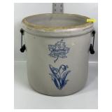 WESTERN #5 "LILY" STONEWARE CROCK W/ WIRE HANDLES