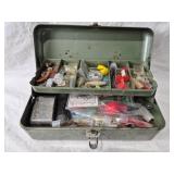 VTG. GREEN "MY BUDDY" TACKLE BOX FULL OF TACKLE