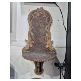 VNTG. WOOD CARVED WALL SHELF W/ FLORAL MOTIFS