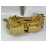 VINTAGE LIGHT COLORED LEATHER WHIPSTITCHED  BAG