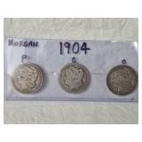 1904 P/S/O MINT MARK MORGAN SILVER DOLLARS