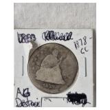 1878 CARSON CITY LIBERTY SEATED QUARTER