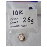 10K DELTA GAMMA WOMENS FRAT PIN, 2.5G