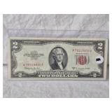 1953 SERIES C RED SEAL $2 BILL, GREAT SHAPE