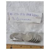 10 BI-CENTINEAL KENNEDY 1/2 DOLLARS