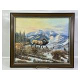 ROSS SUTHERLAND OIL ON CANVAS, 20" X 24" BULL ELK