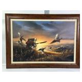 TERRY REDLIN FRAMED PHESANT IN FIELD ART