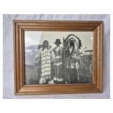 NATIVE AMERICAN CHIEF & WIFE PRINT 17" x 14" FRAME