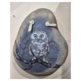A. NADINE PICKATHORNE OWL ON ROCK ART, 8" X 7"