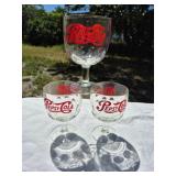 3 VTG. PEPSI-COLA THUMBPRINT GOBLET GLASSES
