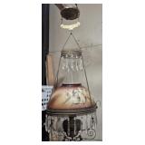 ANTIQUE BRADLEY & HUBBARD HANGING OIL LAMP (ELECT.