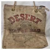 ANTIQUE FLAXSEED CANVAS "DESERT BRAND" WATER BAG