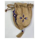 NATIVE AMERICAN BEADED DRAW STRING BAG