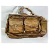 VINTAGE DARK LEATHER WHIPSTITCHED  BAG