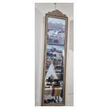 VINTAGE FRAMED WALL HANGING MIRROR, 29" X 7"