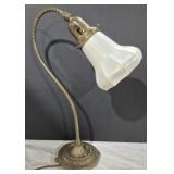 ART NOUVEAU LAMP W/ SIGNED QUEZAL GLASS SHADE