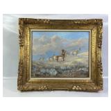 ROSS SUTHERLAND OIL ON BOARD ANTELOPE FRAME