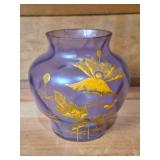 VICTORIAN LILAC PARMA TINTED GLASS VASE GILDED