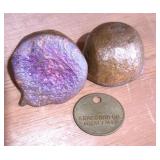 2 ANTIQUE ANACONDA COPPER HAND POURED INGOTS