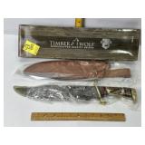 PAKISTAN TIMBER WOLF DAMASCUS KNIFE & SHEATH 17"