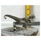 PEWTER DINOSAUR FIGURE ON AGATE BASE