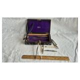 DRAFTING TOOL SET IN WOOD CASE