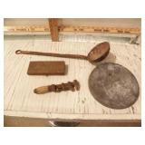 SNAP ON SOCKET TIN, CAST IRON LADEL, LEAD, WRENCH