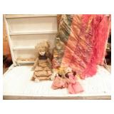 PORCELAIN DOLLS, SILK CLOTH