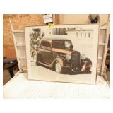 FRAMED CLASSIC CAR, 28" X 22"