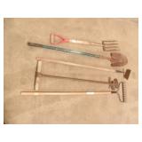 RAKE, SHOVLE, HOE, DIGGING FORK