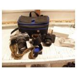 2 CAMERAS, 1 OTHER CAMERA, BAG