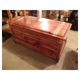 LARGE WOOD TRUNK ON WHEELS, NEED HINGES