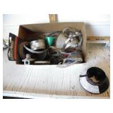 SEVERAL HOSE CLAMPS, FUNNEL, SPRING CABLE, TOOLS