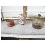 CRYSTAL COFFEE GRINDER JAR, COFFEE TIN