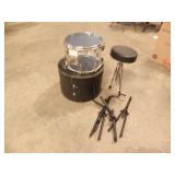 DRUM IN CASE, W/ STOOL AND OTHER STANDS