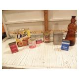 SPICE TINS, LIPTONS TEA TIN, SYRAP BTL, QUIK TIN